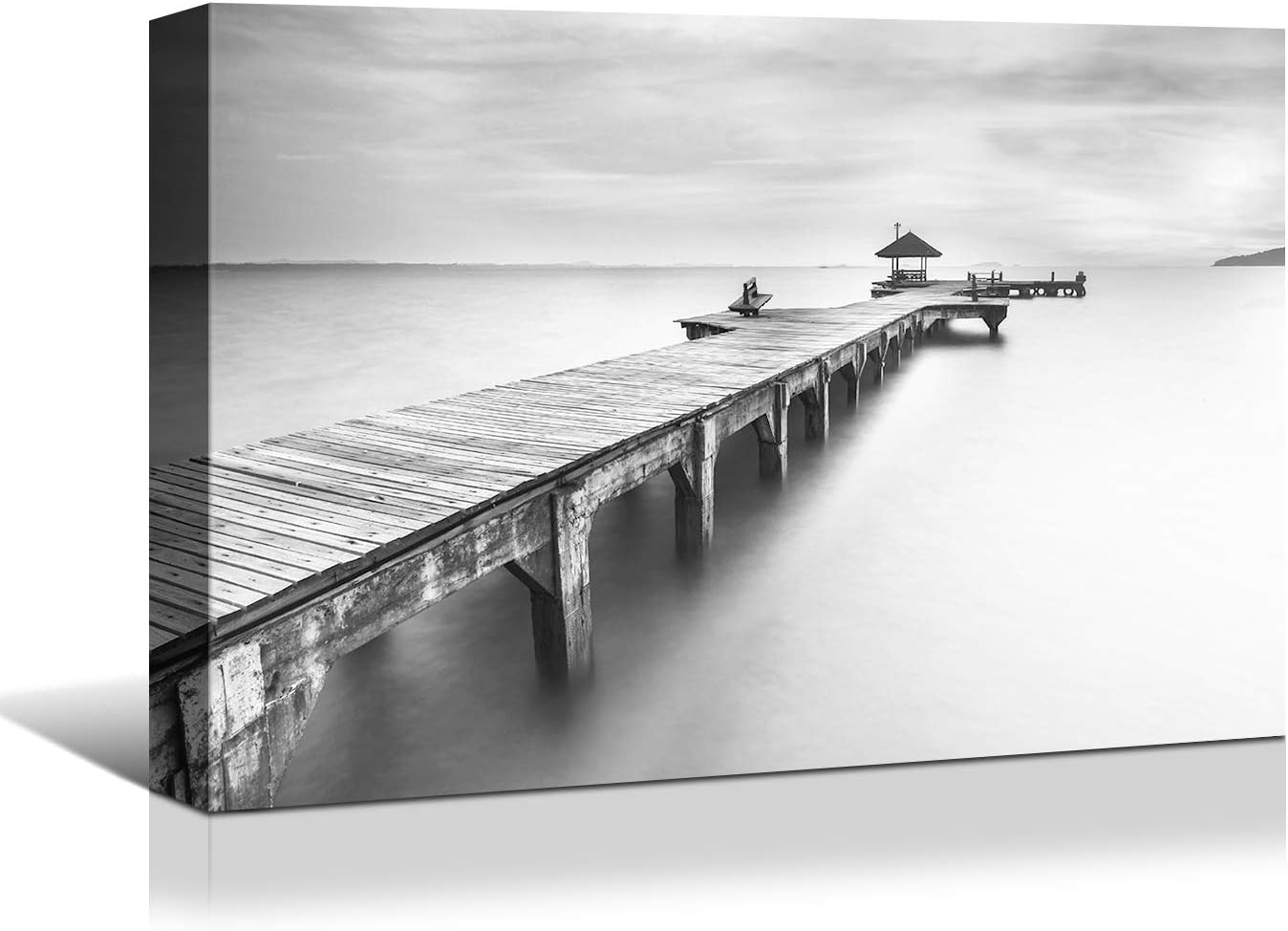 Brusheslife Seascape Art: Sea Pier Dock Canvas with Colorful Sky