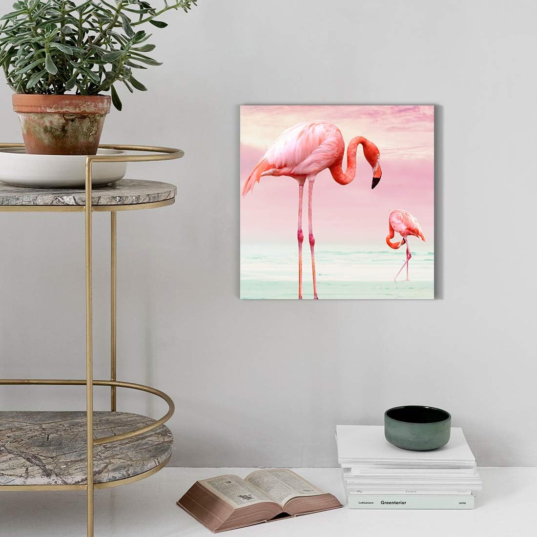 Brusheslife Flamingo Canvas Prints Wall Art - Framed Picture Painting for Home Decoration for Mom and Kids