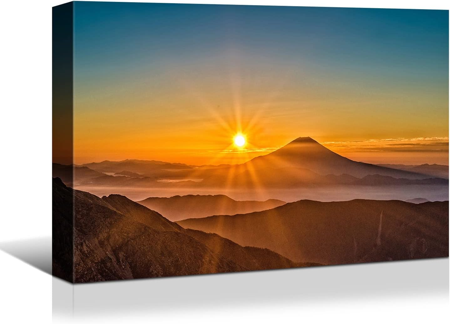 Brusheslife Wall Decor: Vibrant Sunrise over the Mountains Canvas Painting