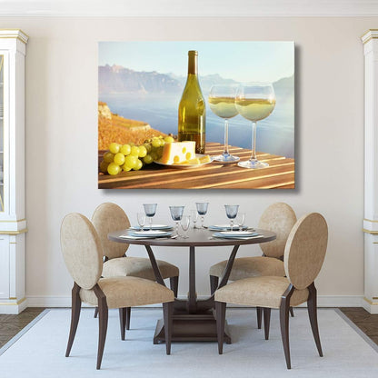 Brusheslife Kitchen Art: Gallery-Wrapped Green Grape and Wine Cup Canvas