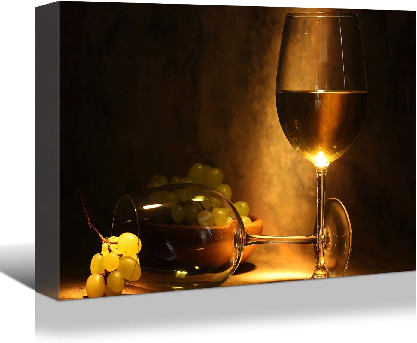 Vino Elegance by Brusheslife - Wine Glass and Grapes Canvas Art for Your Dining Room and Bar Wall