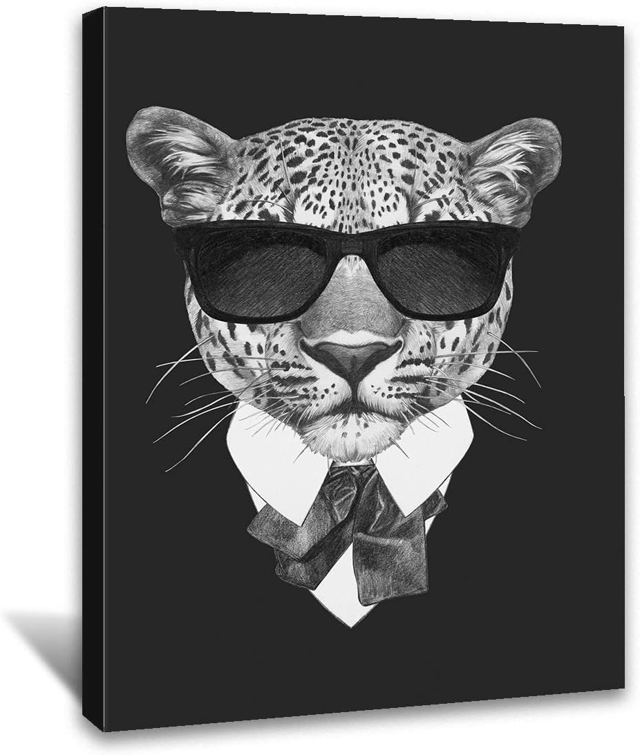 Brusheslife Canvas Wall Art - Amusing Tiger in Suit Artwork for a Cheerful Office or Playful Kid's Room