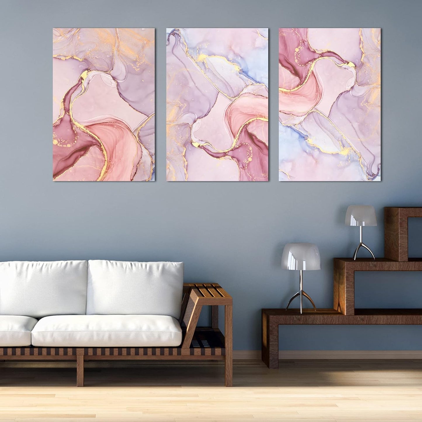 Modern Home Art: Pink Abstract Canvas Set by Brusheslife for Living and Sleeping Spaces