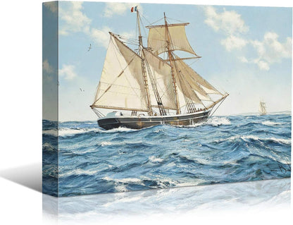 Sailing Ships Canvas Art by Brusheslife - Ocean Themed Wall Decor for Home, Hotel, and Bathroom