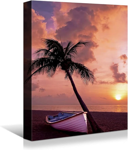 Brusheslife Canvas Wall Art - Beach Sunset Ocean Picture Prints for Contemporary Home and Office Wall Decor