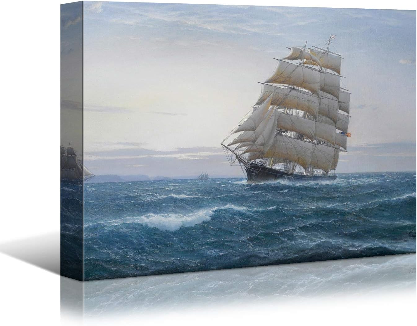 Soothing Seascape: Brusheslife's Sailboats Canvas for Bathroom and Bedroom