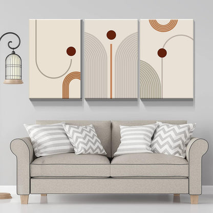 Brusheslife Nordic-Inspired Wall Art - Morandi Abstract Geometric Lines Canvas for Living Room Decor