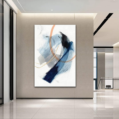 Brusheslife Abstract Wall Art - Modern Blue and Yellow Canvas for Stylish Living Spaces