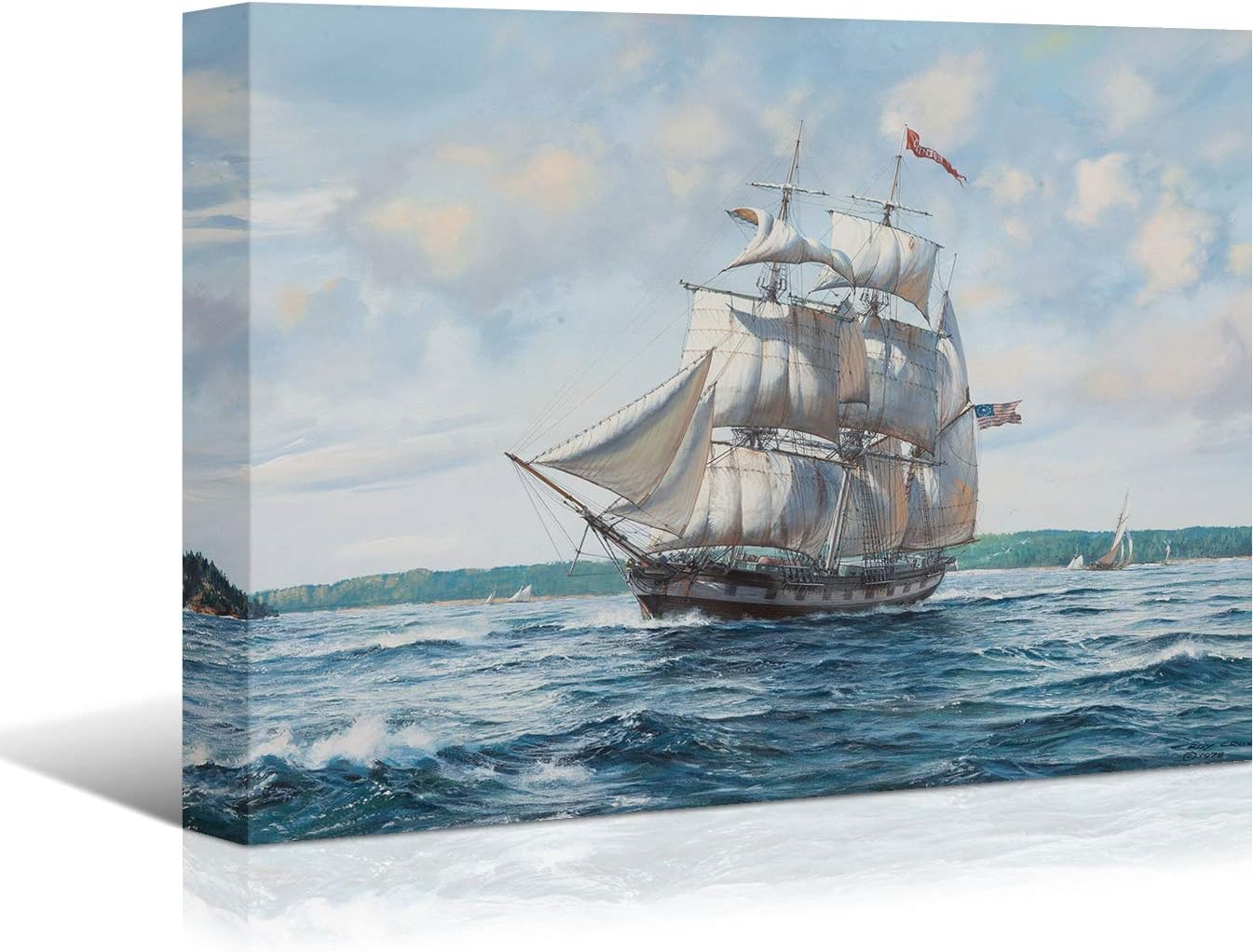 Soothing Seascape: Brusheslife's Sailboats Canvas for Bathroom and Bedroom