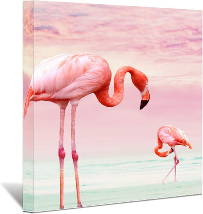 Brusheslife Flamingo Canvas Prints Wall Art - Framed Picture Painting for Home Decoration for Mom and Kids