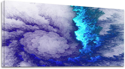 Ethereal Abstraction by Brusheslife - Cyan and Purple Smoke Clouds Canvas for Home and Office