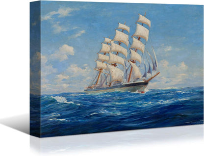 Sailing Ships Canvas Art by Brusheslife - Ocean Themed Wall Decor for Home, Hotel, and Bathroom