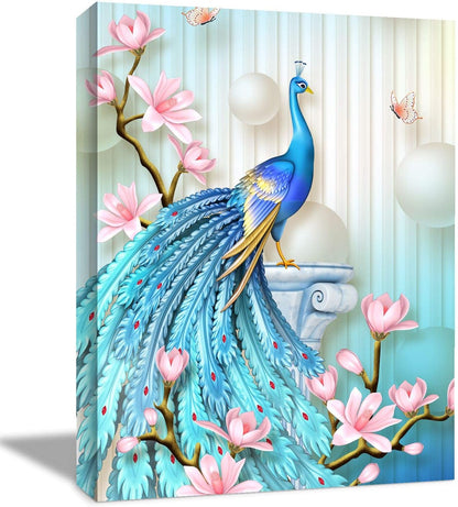 Vintage Elegance: Brusheslife's Blue Peacock Wall Decor for Rooms