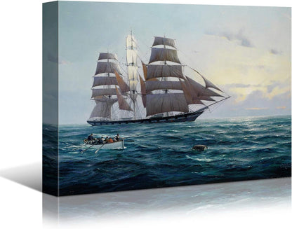 Sailing Ships Canvas Art by Brusheslife - Ocean Themed Wall Decor for Home, Hotel, and Bathroom