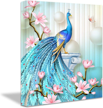 Vintage Elegance: Brusheslife's Blue Peacock Wall Decor for Rooms