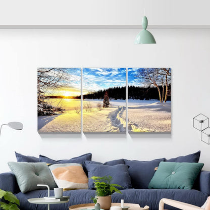 Brusheslife Winter Art: Snowy Sunset Canvas Prints for Home Walls