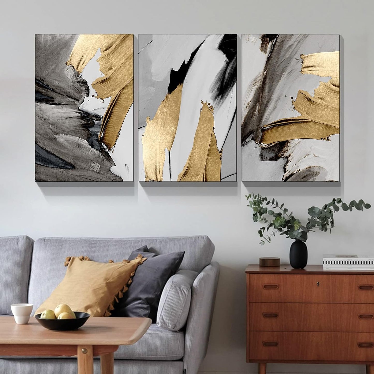 Home Wall Art: Brusheslife's Set of 3 Abstract Canvas Prints