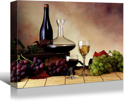 Charming Wine and Grapes Canvas from Brusheslife - Add Elegance to Your Dining Room or Bar with This Still Life Art