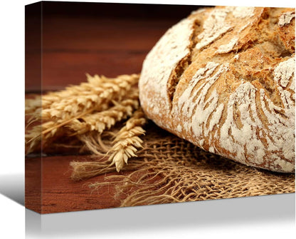 Brusheslife Bread and Wheat Canvas Art - Delicious Food Painting for Dining Room Decor