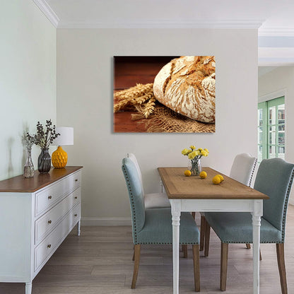 Brusheslife Bread and Wheat Canvas Art - Delicious Food Painting for Dining Room Decor