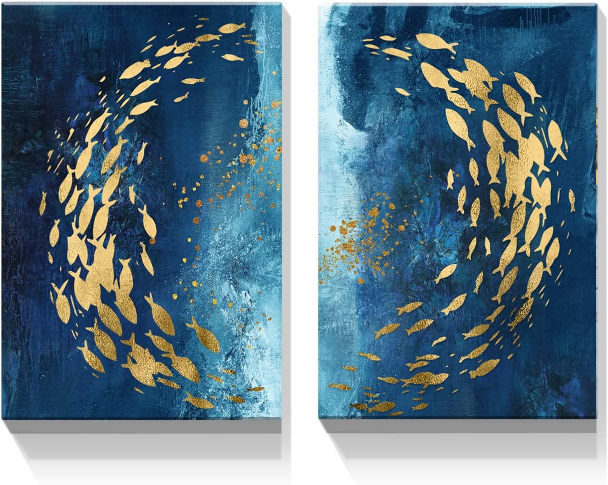 Brusheslife Abstract Wall Art - Modern Blue and Yellow Canvas for Stylish Living Spaces