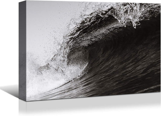 Looife Seascape Canvas Prints Wall Art-30x20 Inch Black and White Sea Waves Picture Wall Decor, Ocean Scenery Giclee Artwork Home Decoration, Ready to Hang