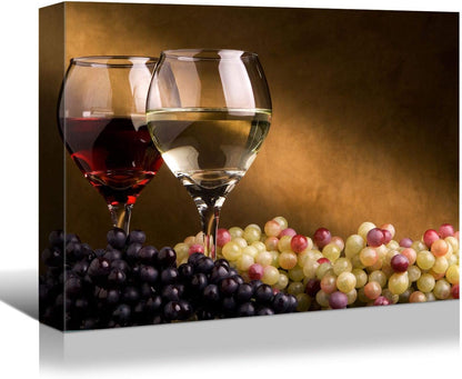 Vino Elegance by Brusheslife - Wine Glass and Grapes Canvas Art for Your Dining Room and Bar Wall