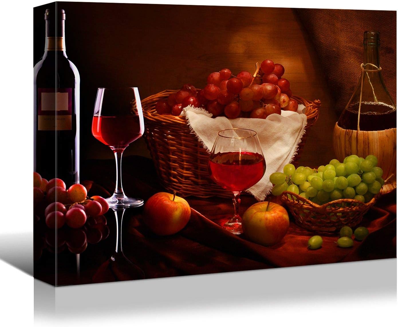 Charming Wine and Grapes Canvas from Brusheslife - Add Elegance to Your Dining Room or Bar with This Still Life Art