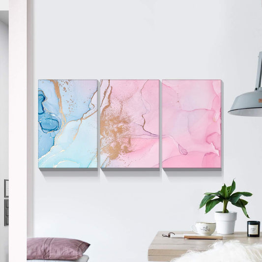 Brusheslife Canvas Wall Art - Vibrant Marble Texture Triptych Set for a Modern Home Interior