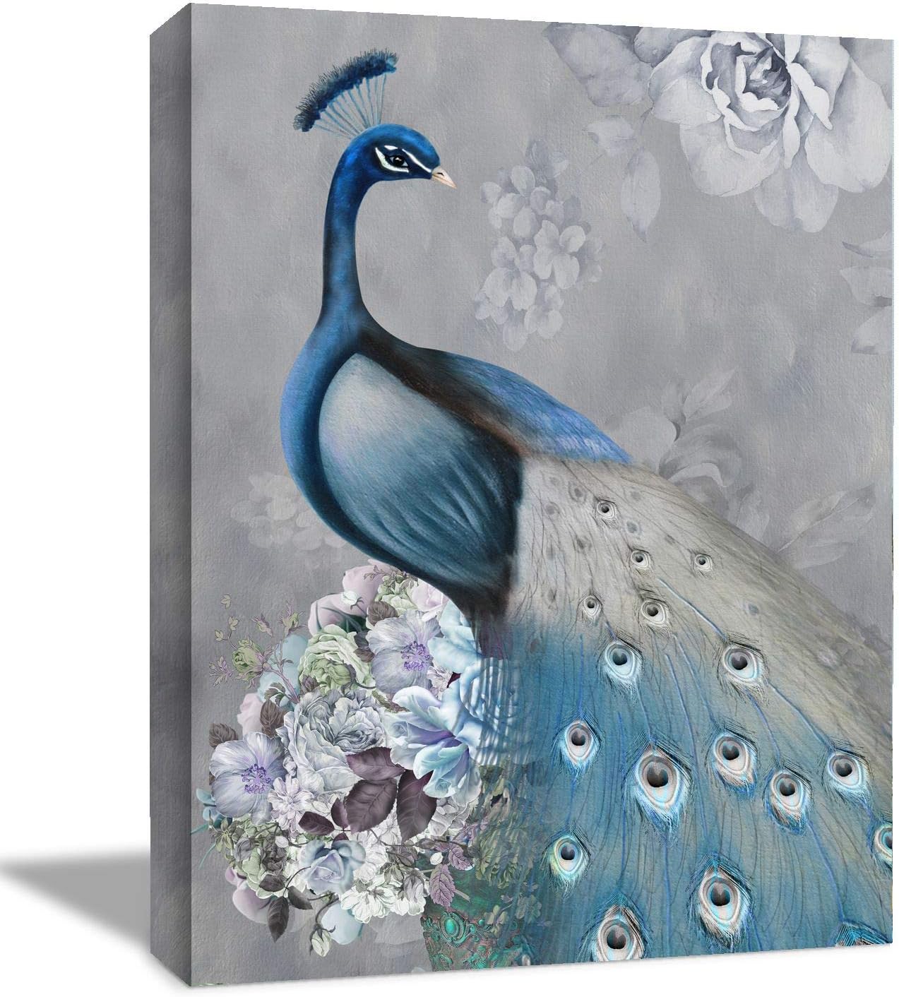 Brusheslife Peacock Canvas Art: Single Panel Wall Decor for Living Room