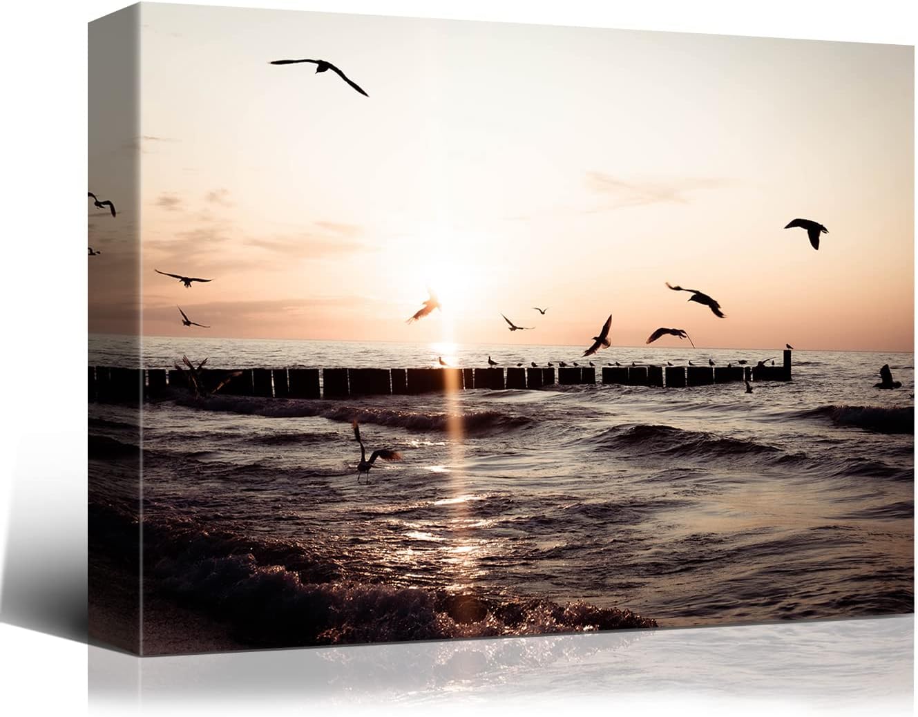 Brusheslife Ocean Wall Art: Sunset Seascape - Stretched Canvas Print for Home Decor