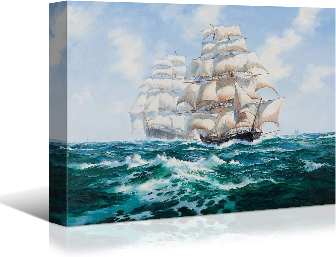 Soothing Seascape: Brusheslife's Sailboats Canvas for Bathroom and Bedroom