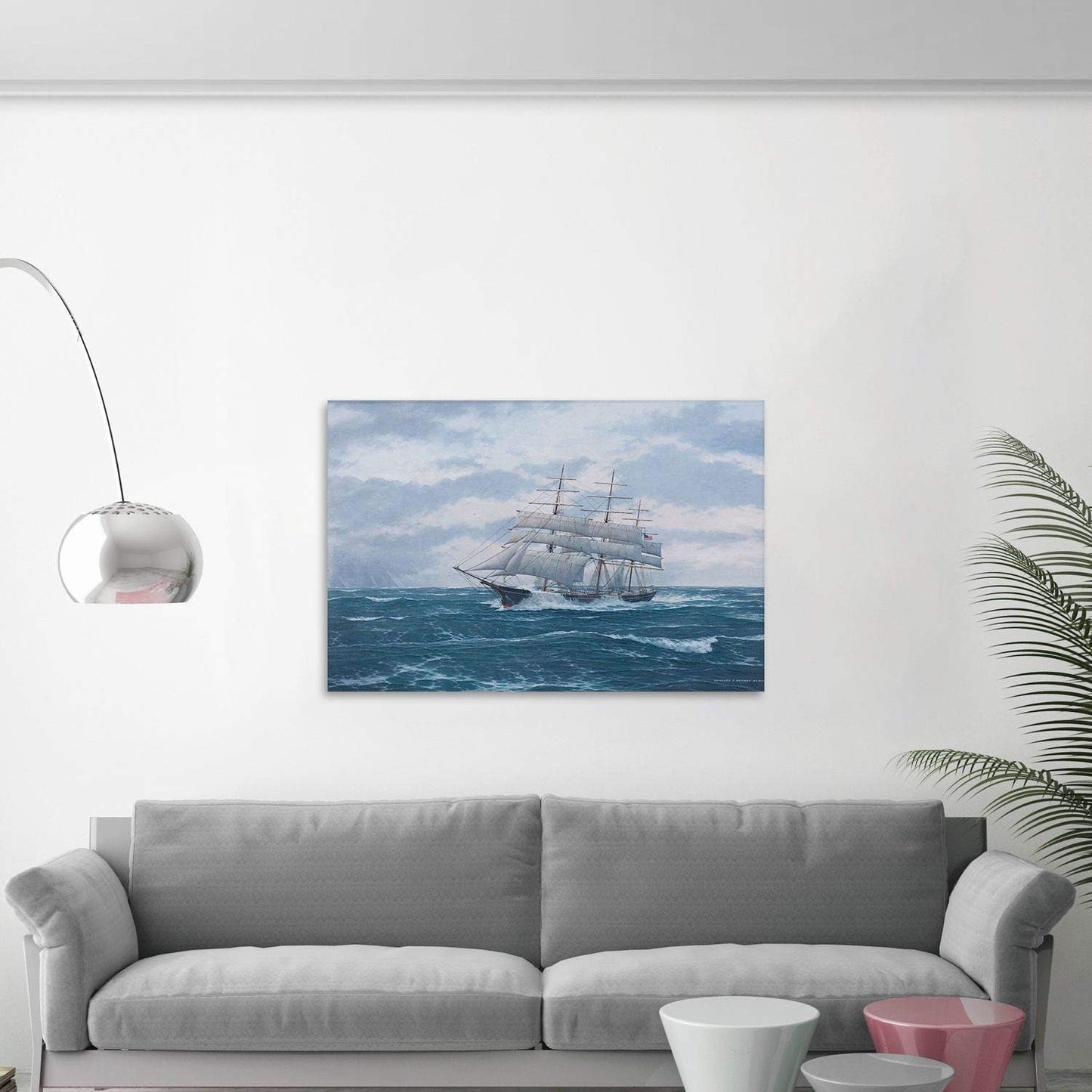 Soothing Seascape: Brusheslife's Sailboats Canvas for Bathroom and Bedroom