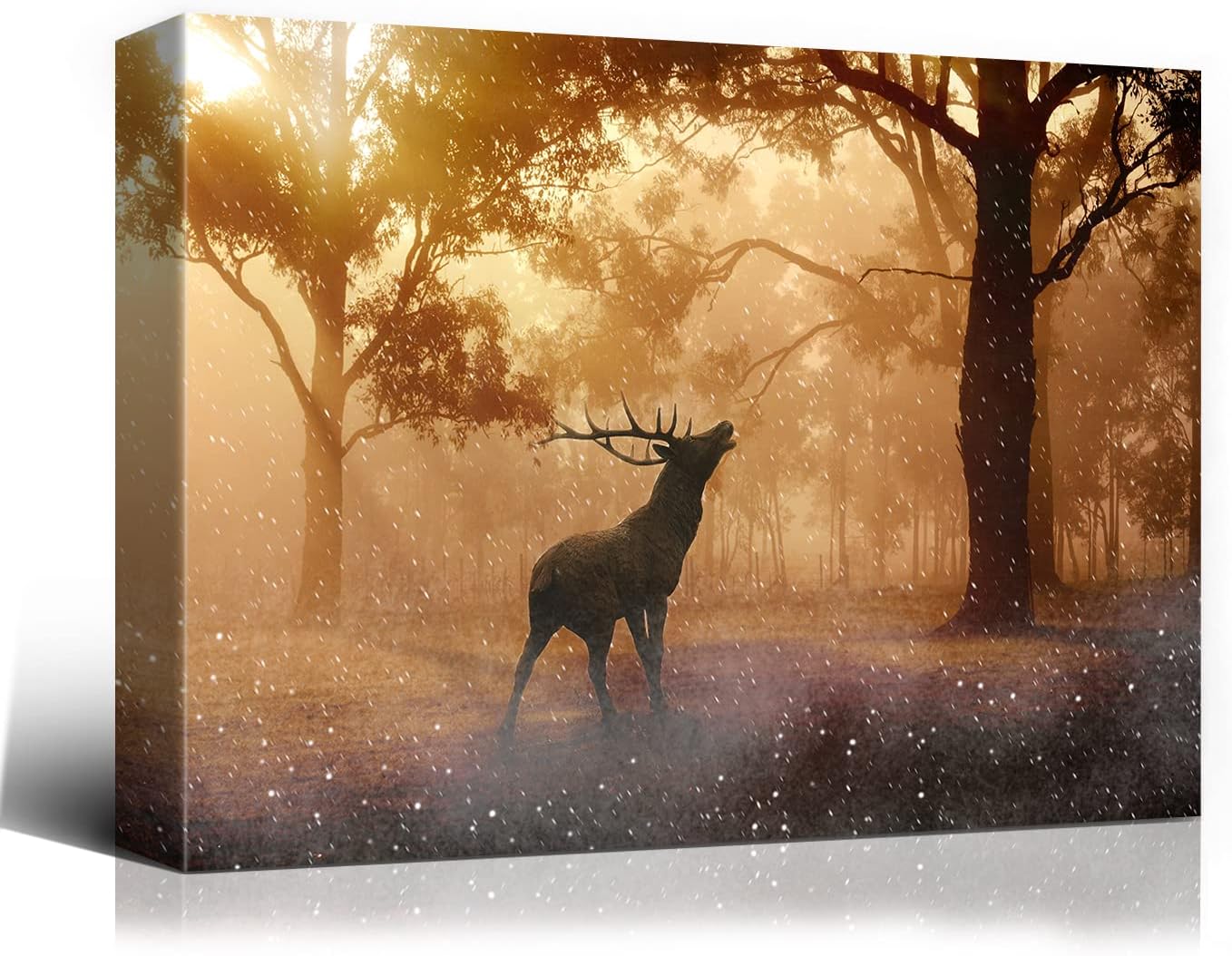 Brusheslife Elk Canvas Wall Art: Home Decor with Nature Photos Print