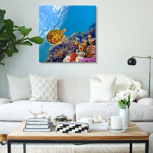 Coral and Fish Canvas: Brusheslife's Colorful Marine Life Wall Art