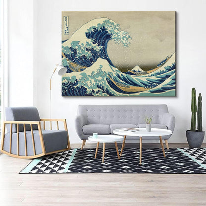 Brusheslife Canvas Wall Art: Hokusai's Iconic Wave in Gallery-Wrapped Style