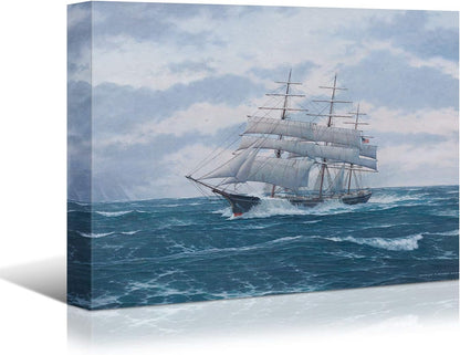 Soothing Seascape: Brusheslife's Sailboats Canvas for Bathroom and Bedroom