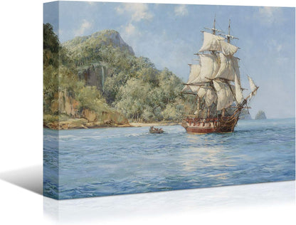 Sailing Ships Canvas Art by Brusheslife - Ocean Themed Wall Decor for Home, Hotel, and Bathroom