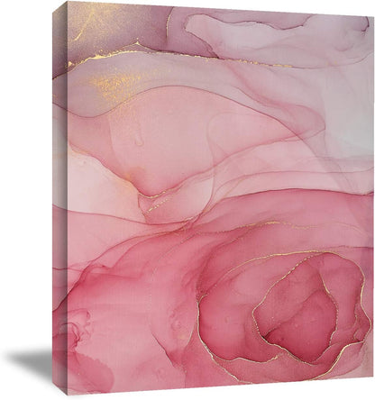 Canvas Wall Decor: Brushleslife's Pink Gold Marble Texture Print