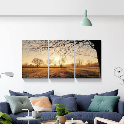 Brusheslife Sunset Canvas Wall Art - 3 Panel Home Decor for a Warm and Inviting Atmosphere