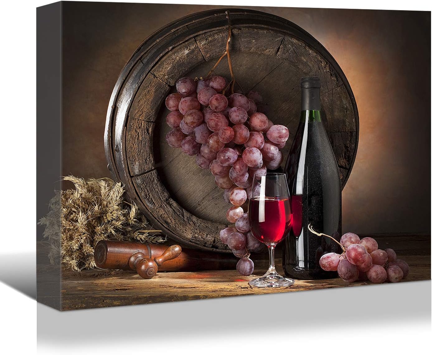 Charming Wine and Grapes Canvas from Brusheslife - Add Elegance to Your Dining Room or Bar with This Still Life Art