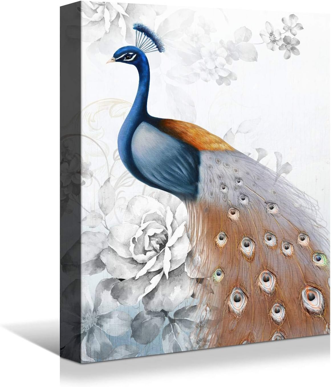 Brusheslife Peacock Canvas Wall Art: Luxurious Black and Gold Tail Feather - Giclee Prints for Living Spaces