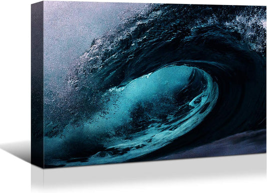 Looife Seascape Canvas Prints Wall Art-24x16 Inch Ocean Wave Picture Wall Decor, Blue Ocean Scenery Giclee Artwork Home Decoration, Ready to Hang