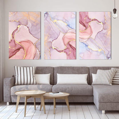 Modern Home Art: Pink Abstract Canvas Set by Brusheslife for Living and Sleeping Spaces