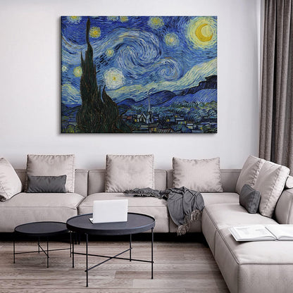 Brusheslife Starry Night: Van Gogh's Masterpiece on Gallery-Wrapped Canvas