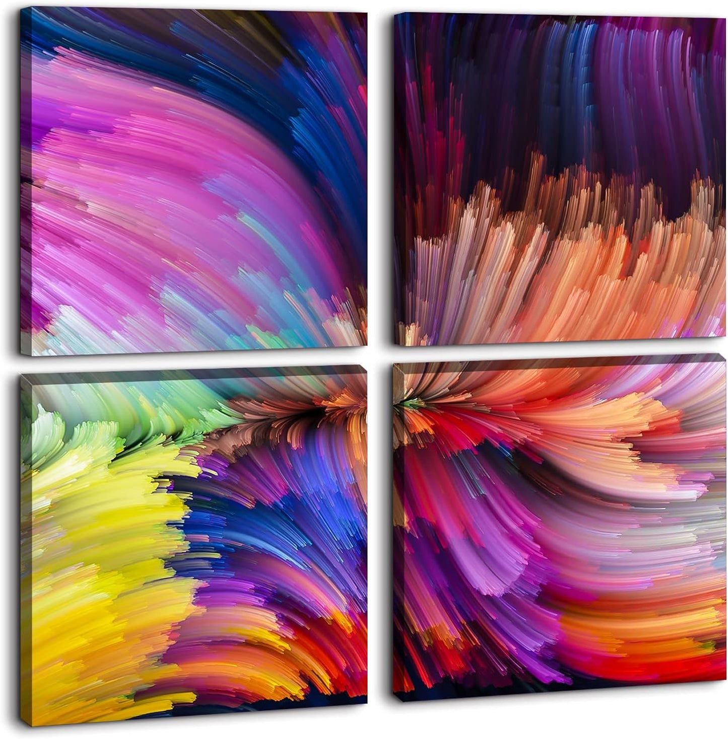 Brusheslife Abstract Wall Art - Gallery Wrapped Canvas with Dancing Colorful Lines for Office Decor