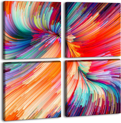 Brusheslife Abstract Wall Art - Gallery Wrapped Canvas with Dancing Colorful Lines for Office Decor