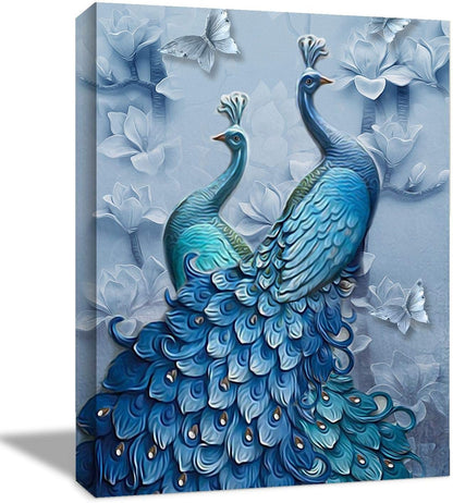 Vintage Elegance: Brusheslife's Blue Peacock Wall Decor for Rooms