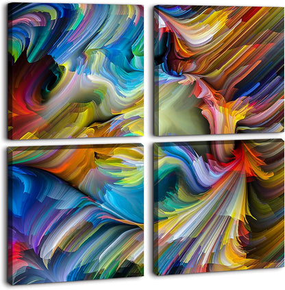 Brusheslife Abstract Wall Art - Gallery Wrapped Canvas with Dancing Colorful Lines for Office Decor