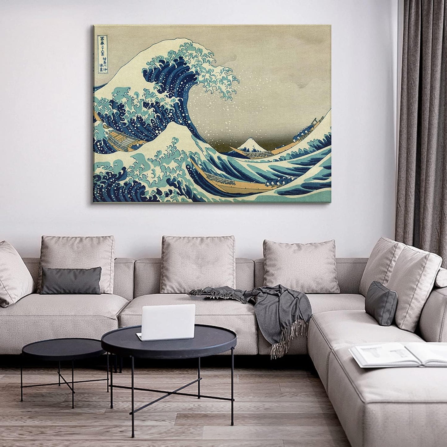 Brusheslife Canvas Wall Art: Hokusai's Iconic Wave in Gallery-Wrapped Style